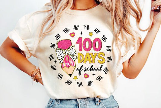 100 Days Of School Coquette Collage DTF Transfer