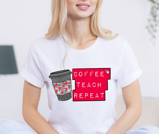 Coffee Teach Repeat Floral DTF Transfer