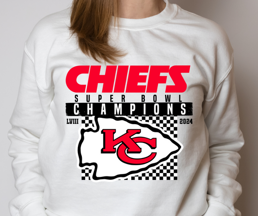 Chiefs Super Bowl Champs Checkered DTF Transfer