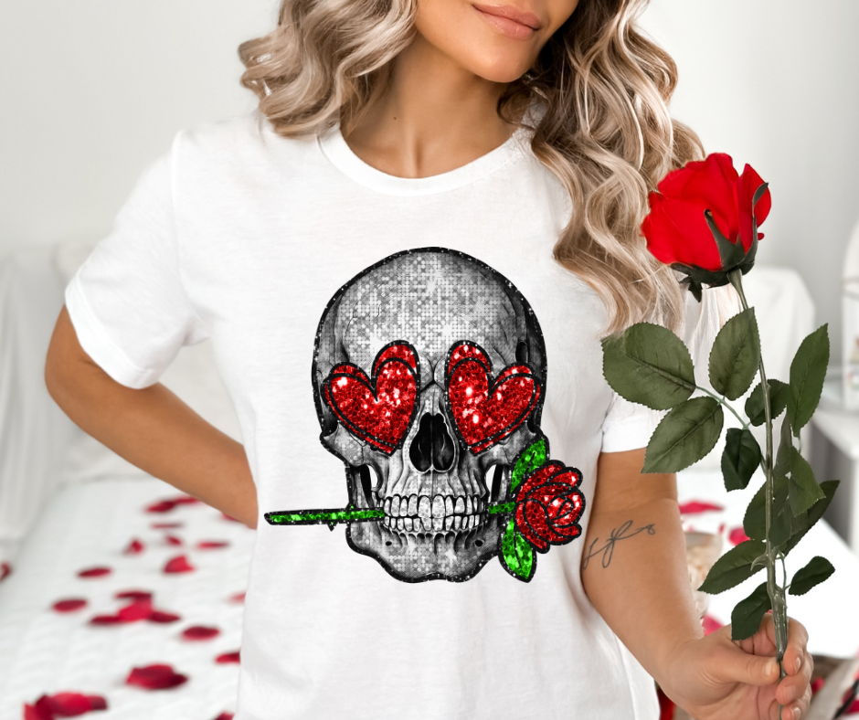 Faux Skull with Rose DTF Transfer