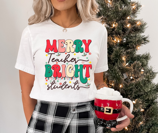 Merry Teacher Bright Students Retro DTF Transfer