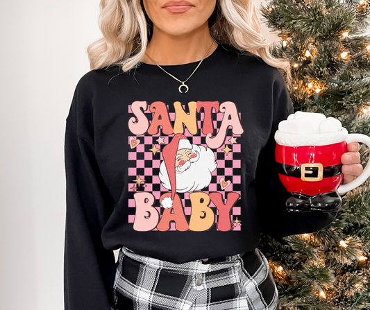 Retro Santa Baby Pink DTF Transfer