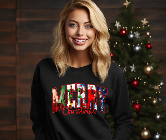 Merry Christmas Movies Red Faux Glitter Script