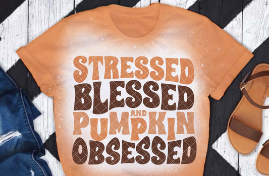 Blessed Stressed And Pumpkin Obsessed  DTF Transfer