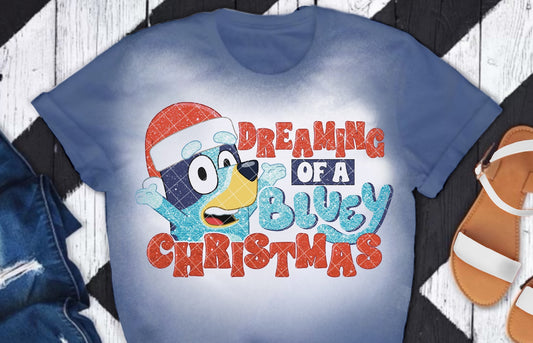 Dreaming Of A Bluey Christmas BLUE DTF Transfer