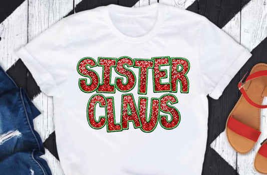 Sister Claus Glitter DTF Transfer