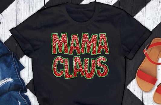 Mama Claus Glitter DTF Transfer