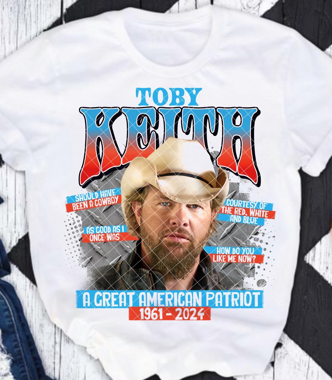 Toby Keith American Patriot Red/Blue DTF Transfer