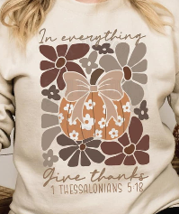 In Everything Give Thanks Floral Pumpkin Collage