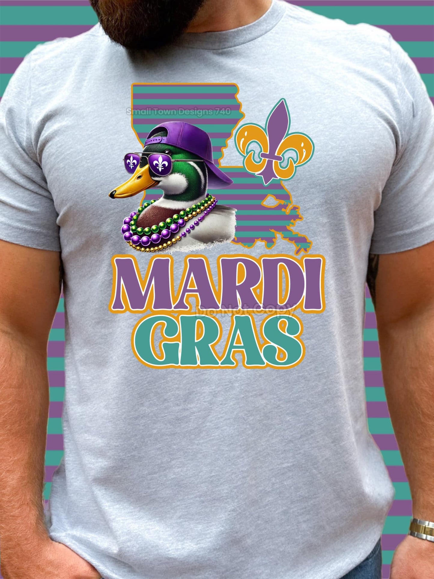 Mardi Gras Duck With Background DTF Transfer