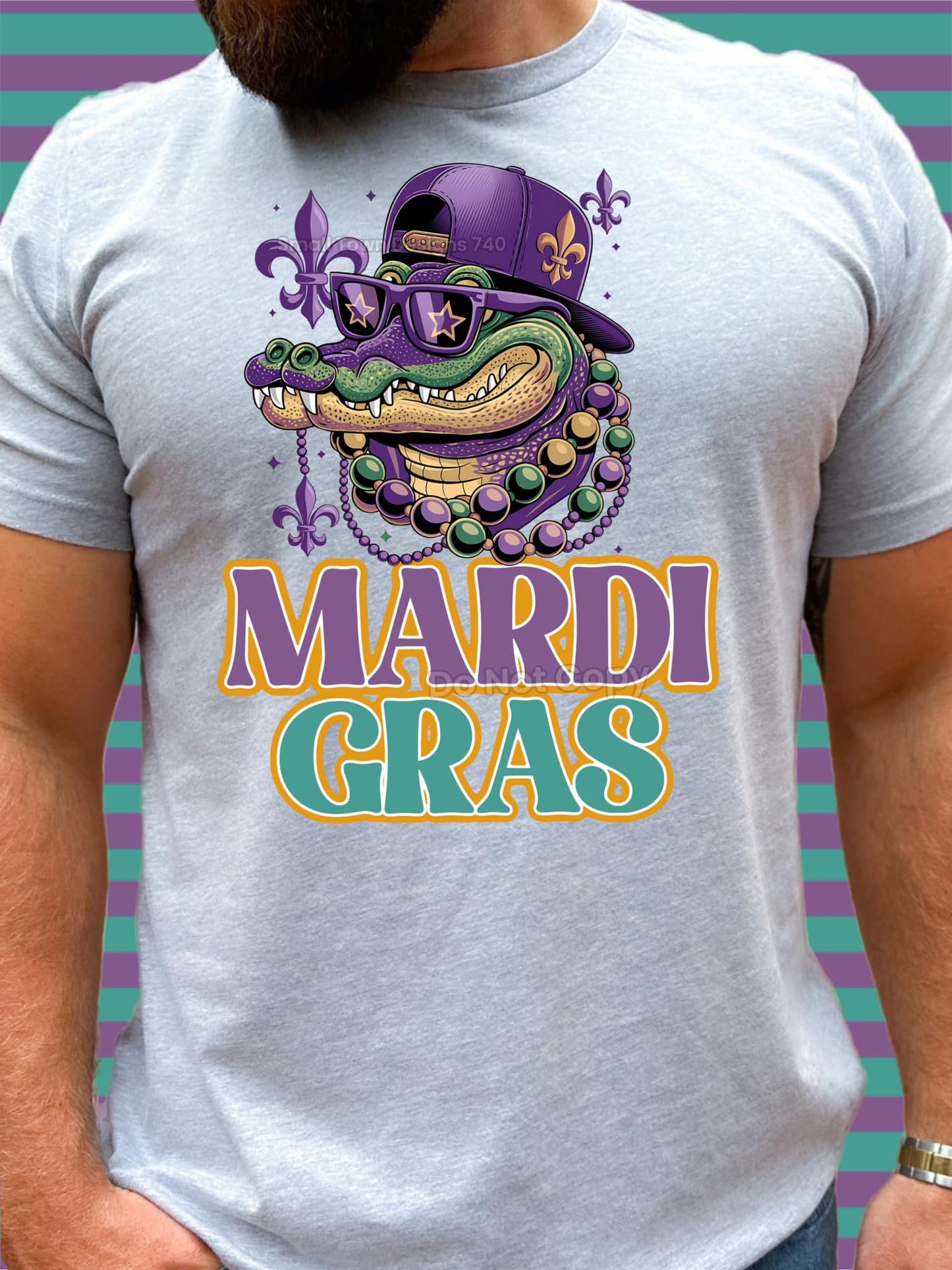 Mardi Gras Aligator without background DTF Transfer