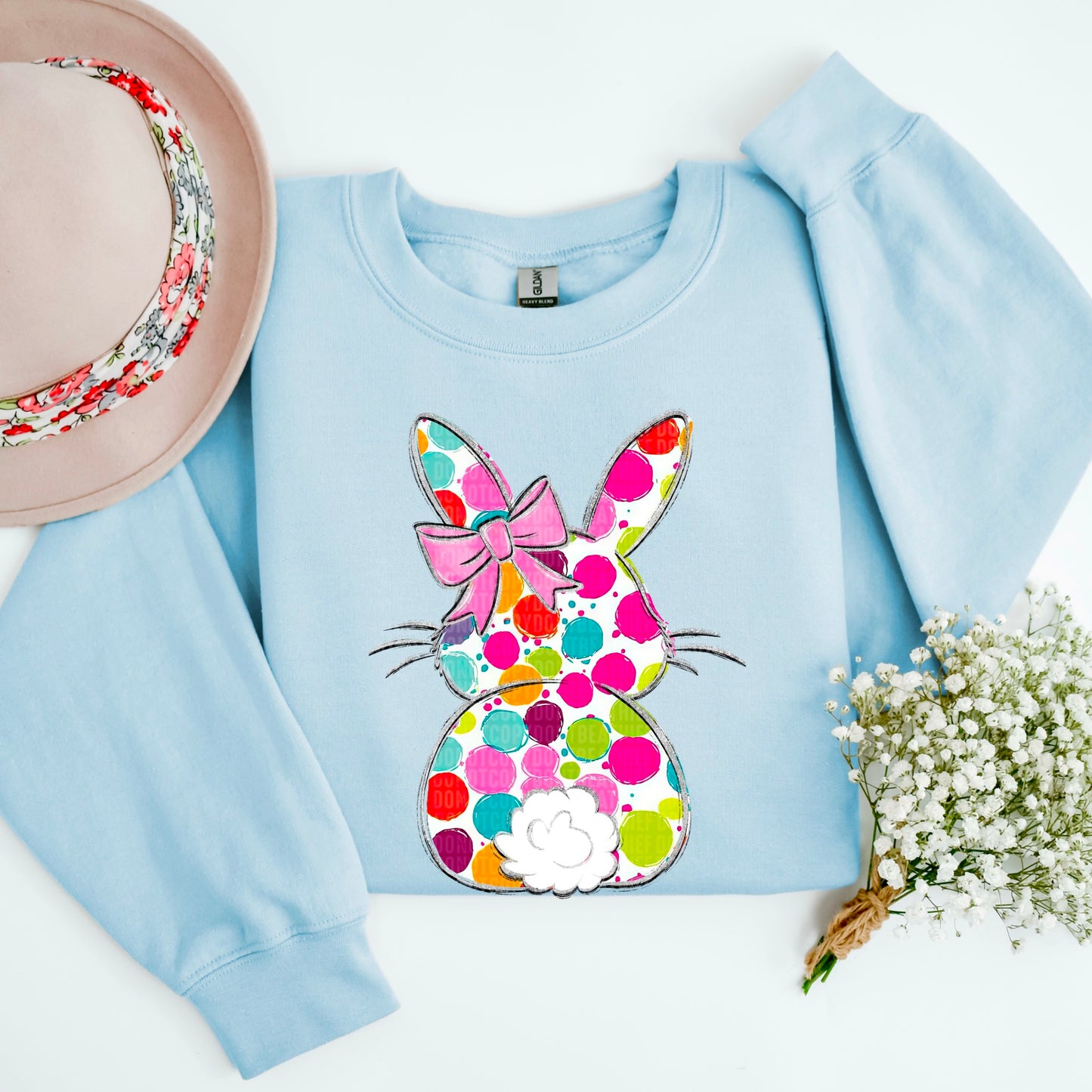 Colorful Polka Dot Bunny with Bow