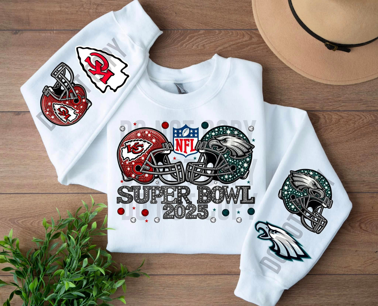 Faux Bling Chiefs Eagles Super Bowl LIX 2025 (Sleeves Sold Separately)