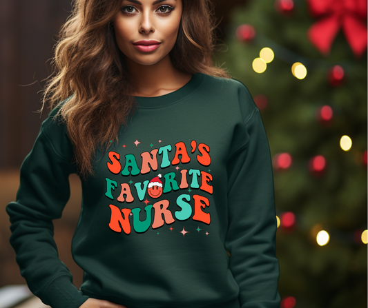 Santa's Favorite Nurse Wavy DTF Transfer