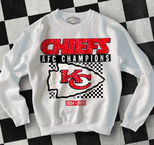 Chiefs AFC Champions Faux Glitter Blk