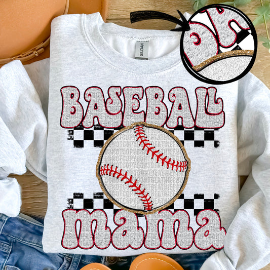 Faux Chenille Baseball Mama