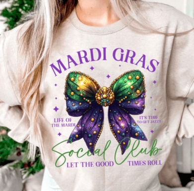 Coquette Mardi Gras Bow DTF Transfer