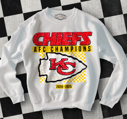 Chiefs AFC Champions Faux Glitter Yellow