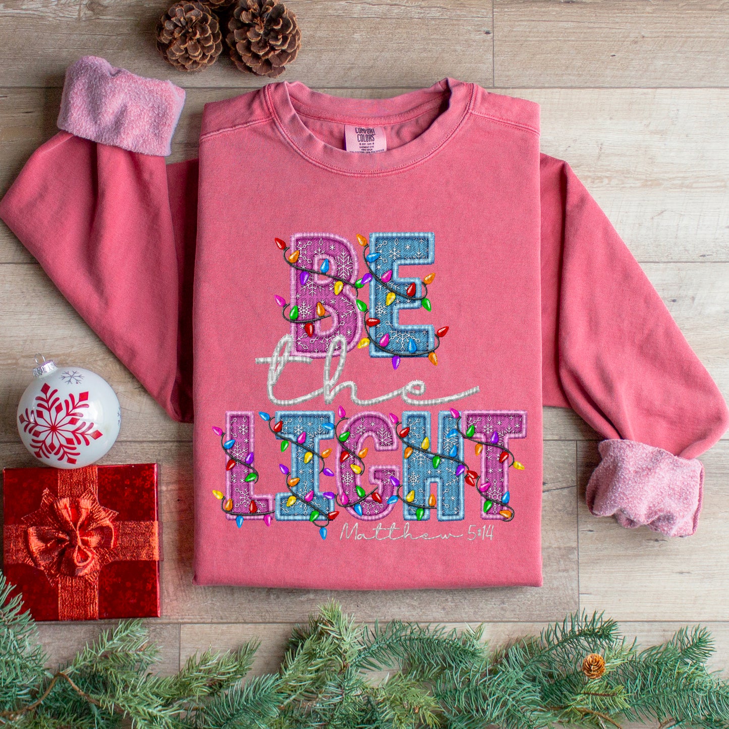 Be The Light Faux Embroidery Christmas Lights