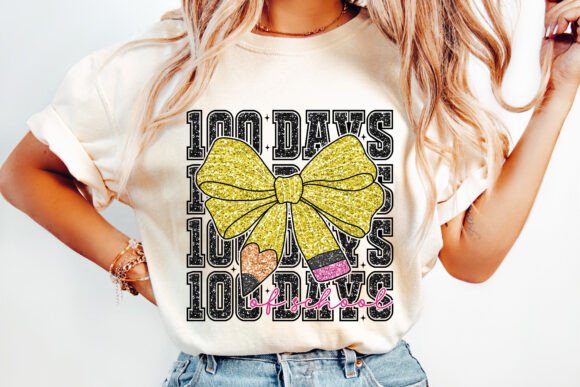 Glitter 100 Days Of School Coquette DTF Transfer