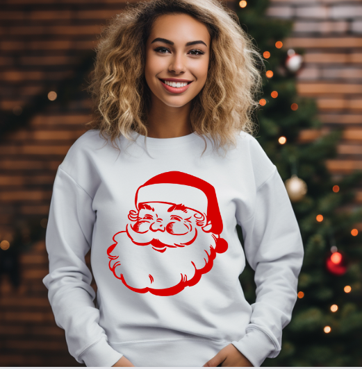 Red Santa Face Outline DTF Transfer