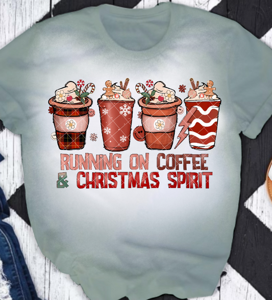 Running On Coffee and Christmas Spirit DTF Transfer