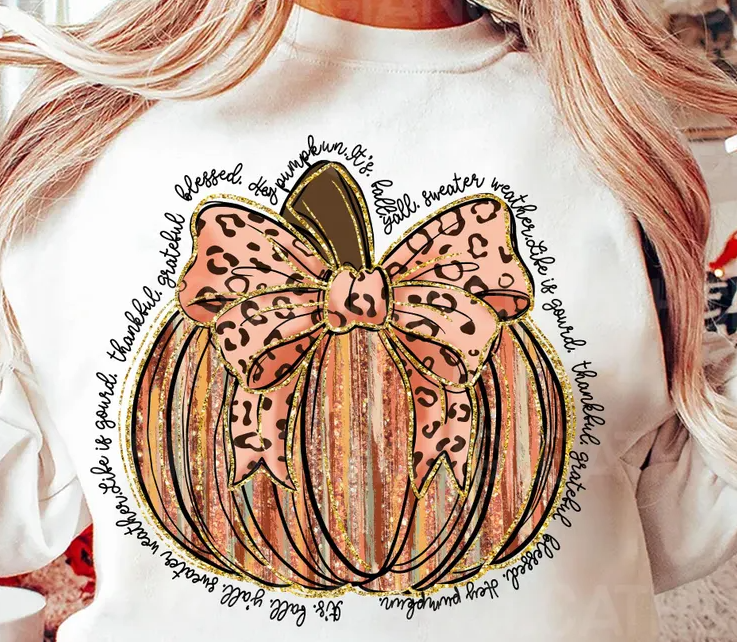 Faux Gold Glitter Pumpkin Fall Words