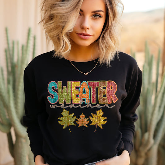 Sweater Weather Faux Embroidery Sequin