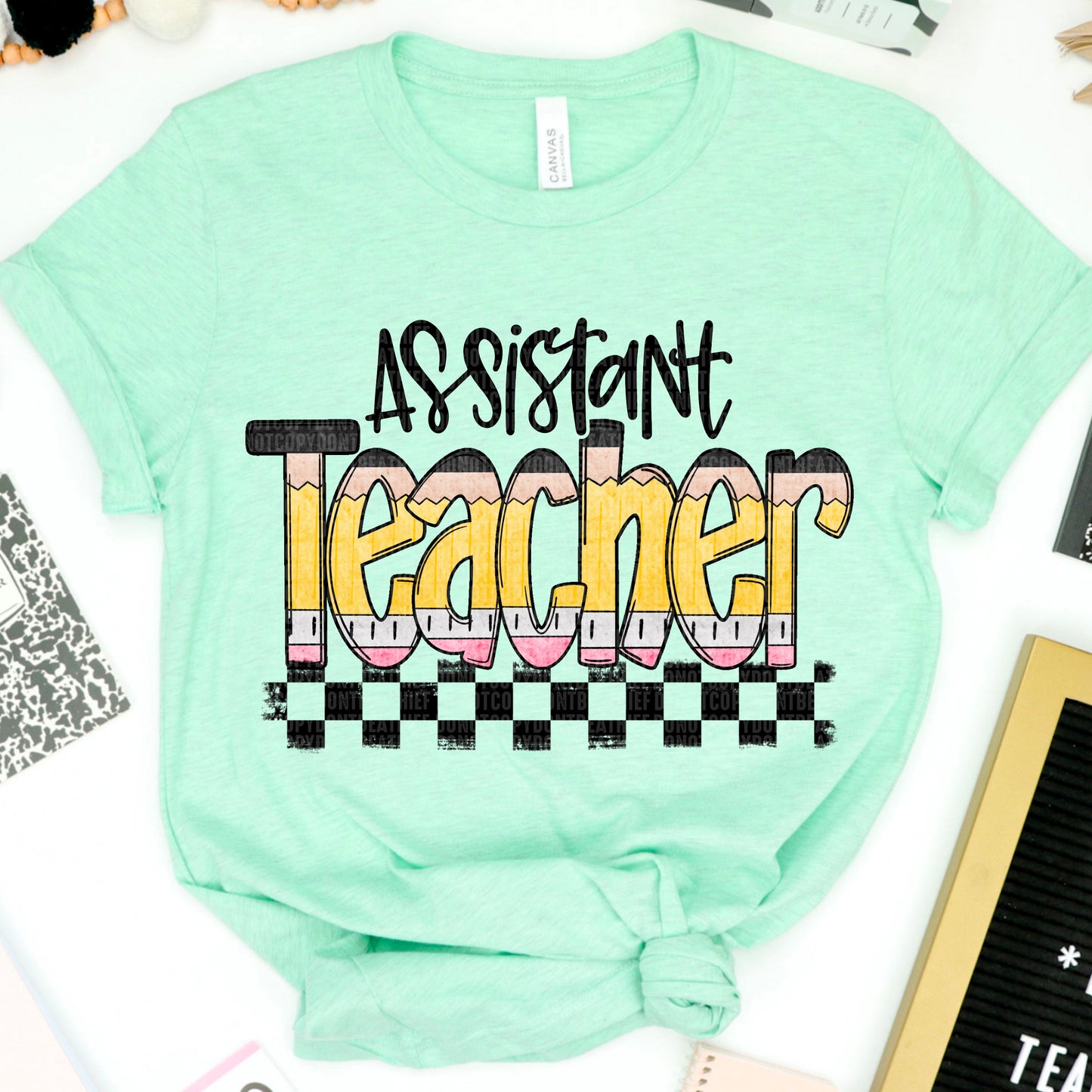 Assistant Teacher Pencil Checkered