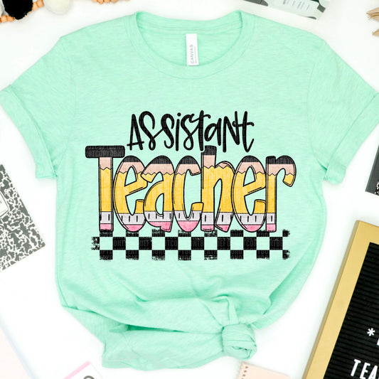 Assistant Teacher Pencil Checkered