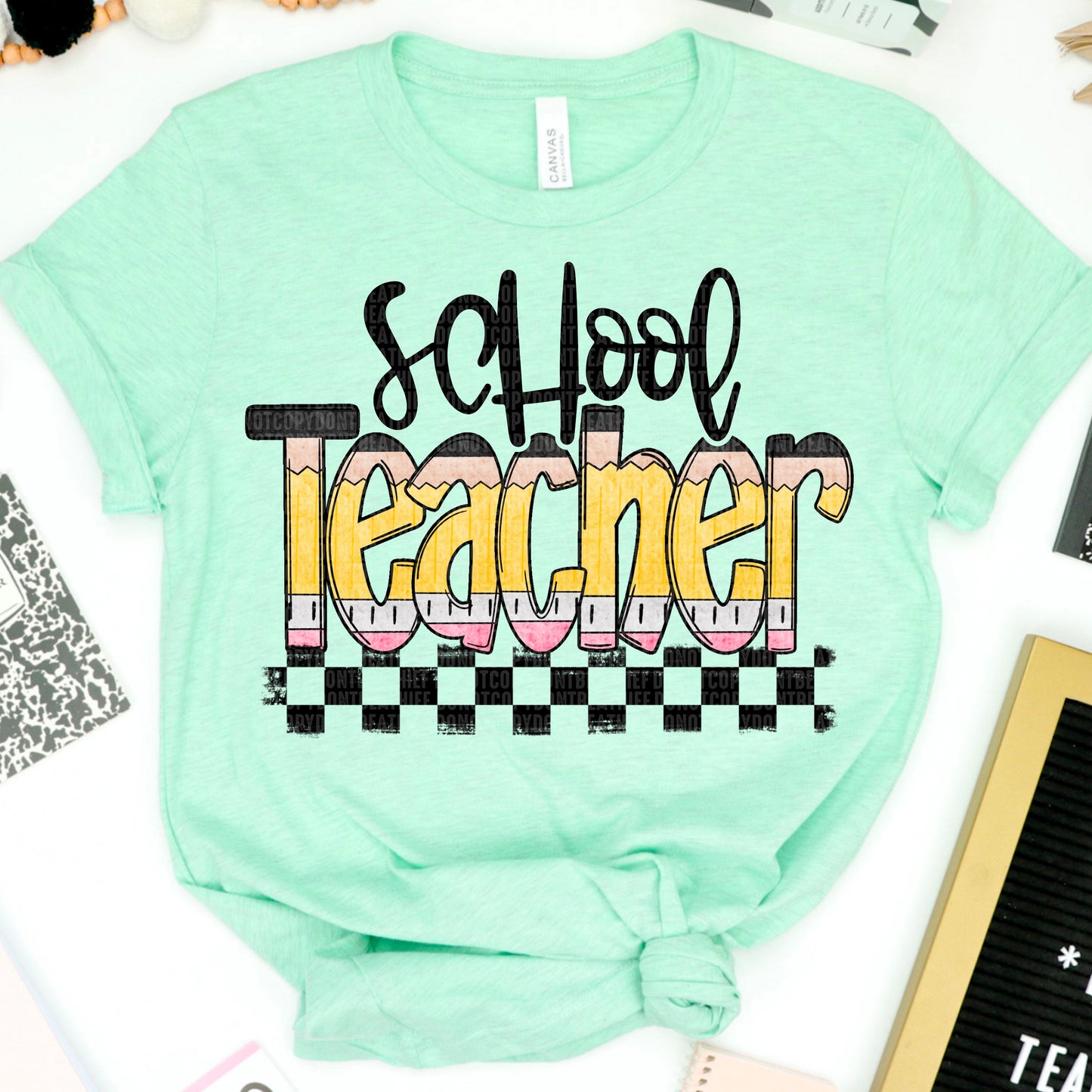 School Teacher Pencil Checkered