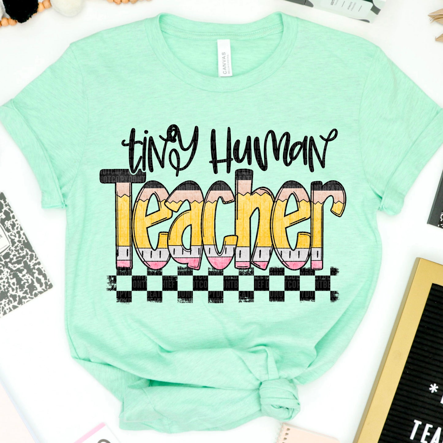 Tiny Human Teacher Pencil Checkered