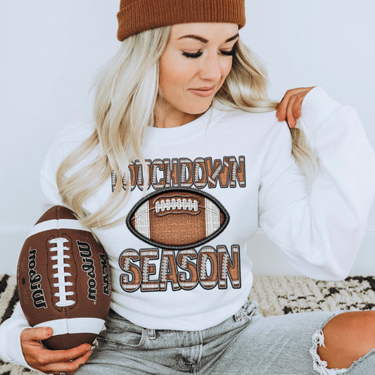 Touchdown Season Football Faux Embroidery