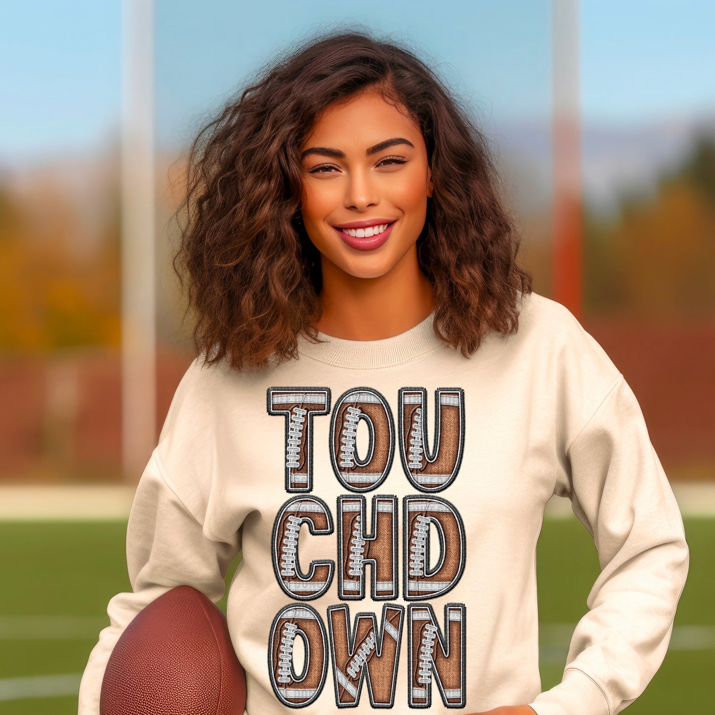 Touchdown Football Faux Embroidery