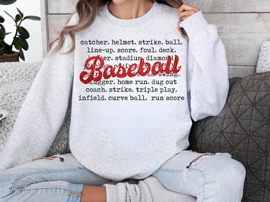 Faux Baseball Words DTF Transfer