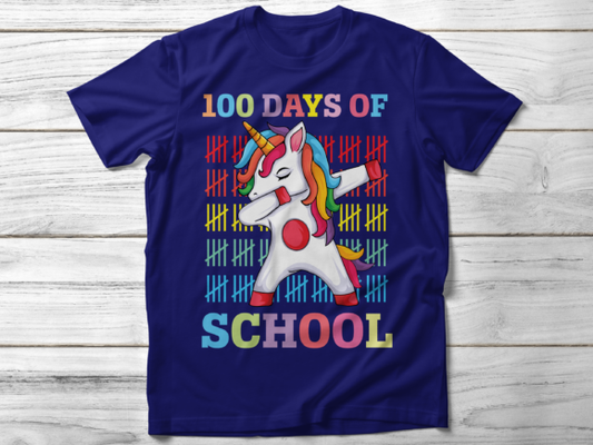 100 Days of School Dabbing Unicorn DTF Transfer