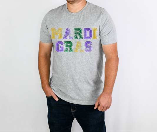 Distressed Mardi Gras DTF Transfer